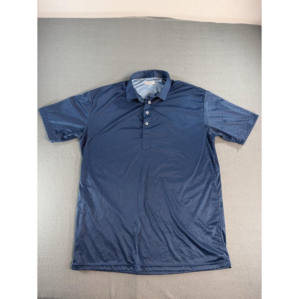 Collars & Co. Polo Shirt Mens XL Blue Polka Dot Dress Collar Lightweight Jersey